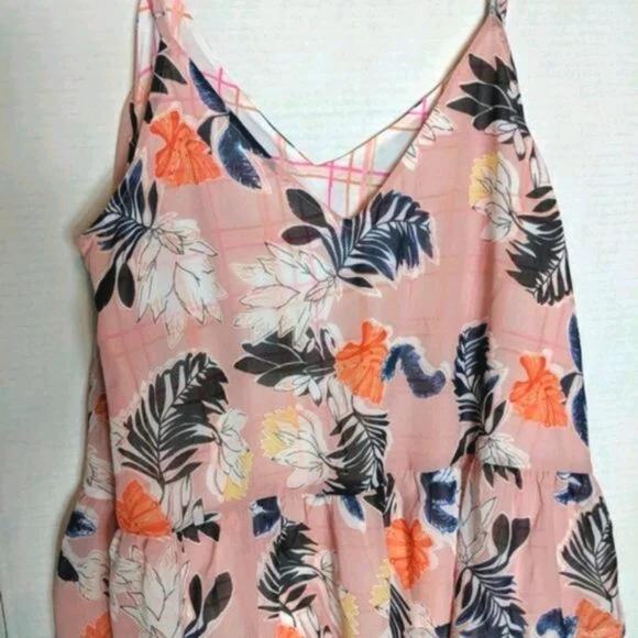 A NEW DAY Pink Tropical Floral Ruffle Dressy Tank Plus XXL NEW - Picture 2 of 7